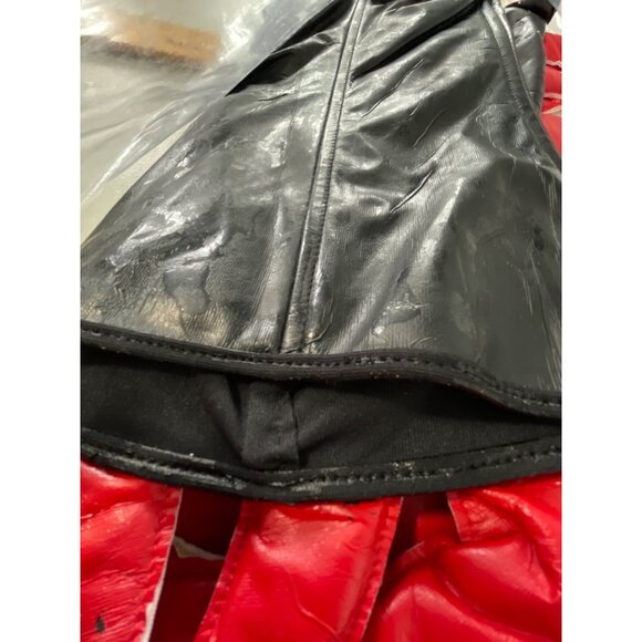 READ Flame Corset Set Size Medium Leg Avenue 3PC Vinyl Black Red Gloves G-String - Picture 7 of 8